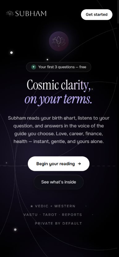 Subham Astro — project demonstration